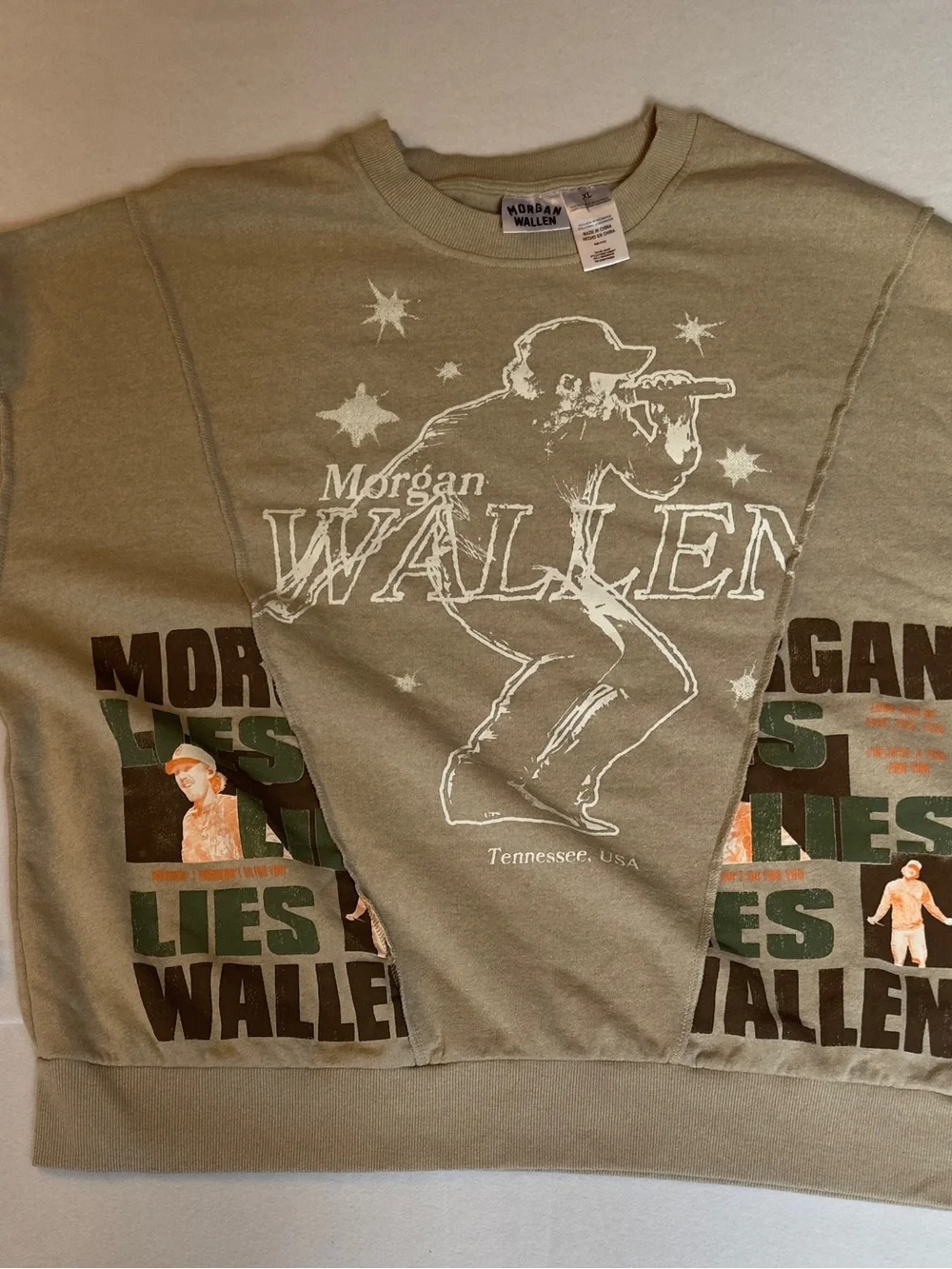 Morgan Wallen Official Lies Lies Lies Crewneck Sweatshirt XL